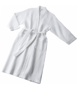 BATHROBE WHITE "WAFFLE FABRIC" - ONE SIZE