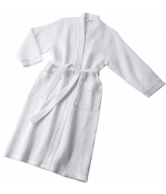 BATHROBE WHITE "WAFFLE FABRIC" - ONE SIZE