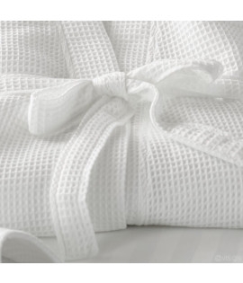 BATHROBE WHITE "WAFFLE FABRIC" - ONE SIZE